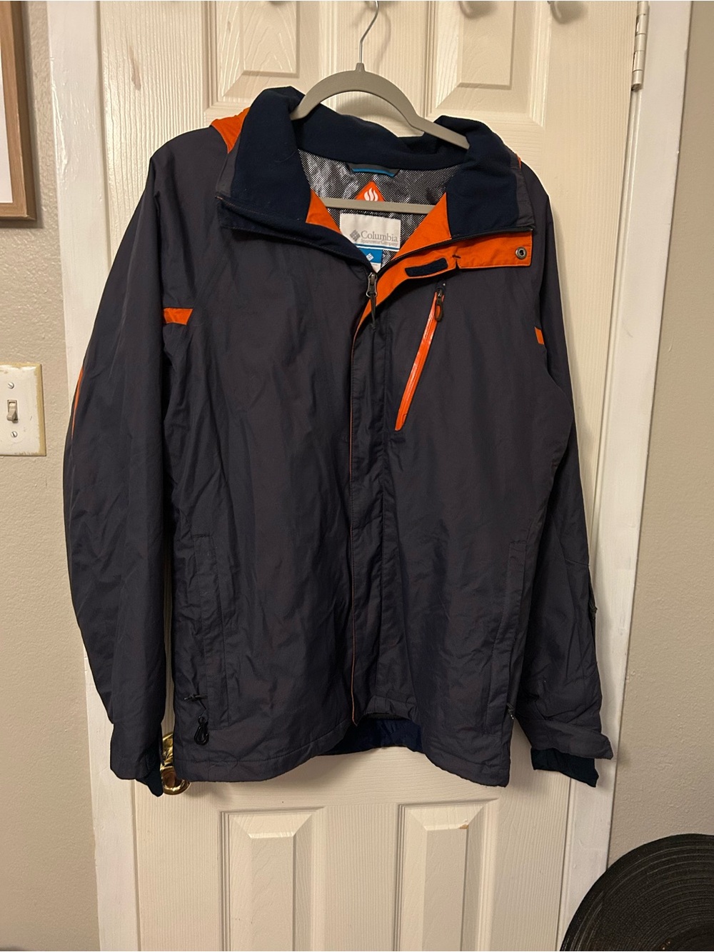 Columbia Navy Jacket with Orange Trim Waterproof Raincoat